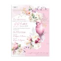 Papyrus  invitation Pink floral parrot.