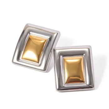 Steel square earrings